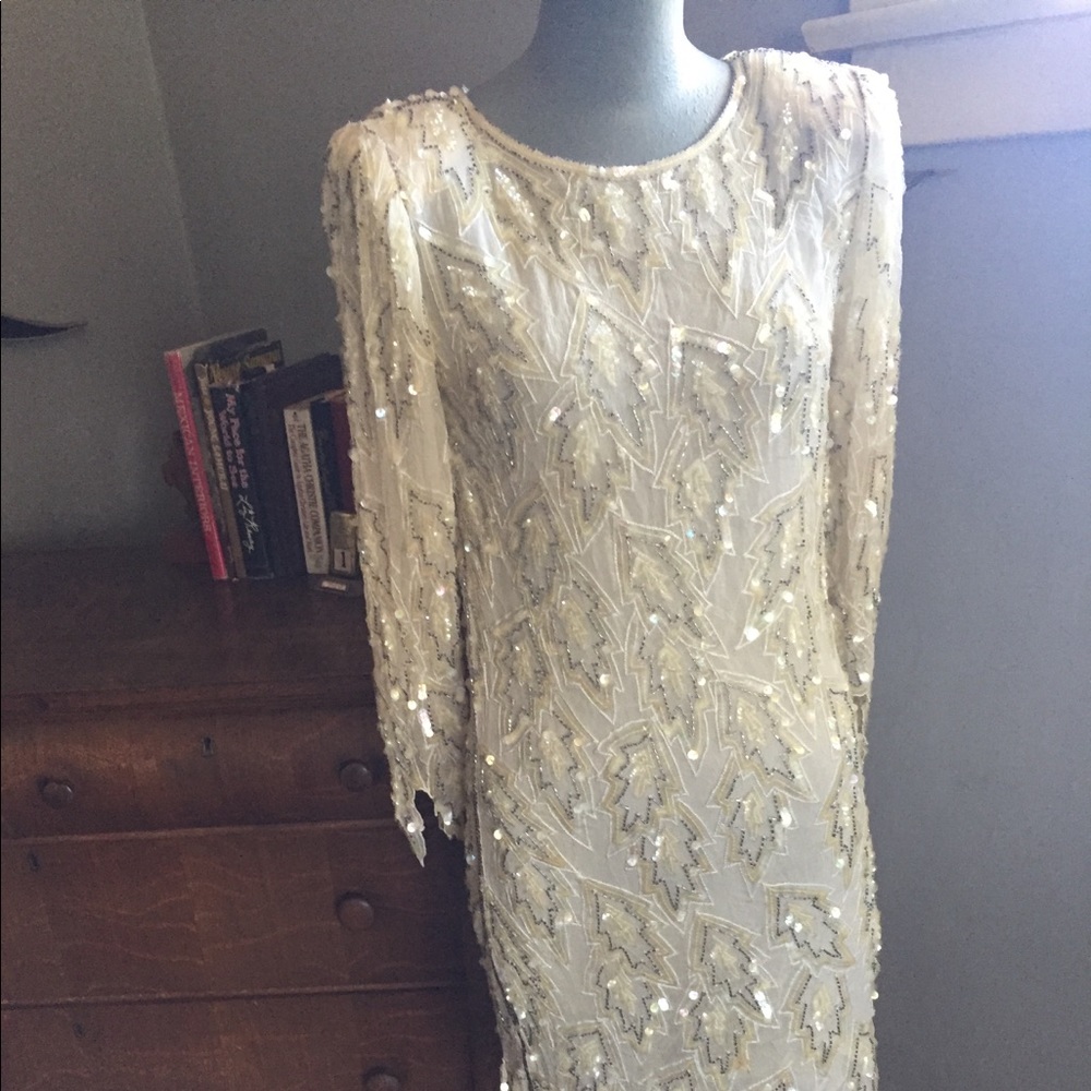 Vintage Dominique beaded silk dress